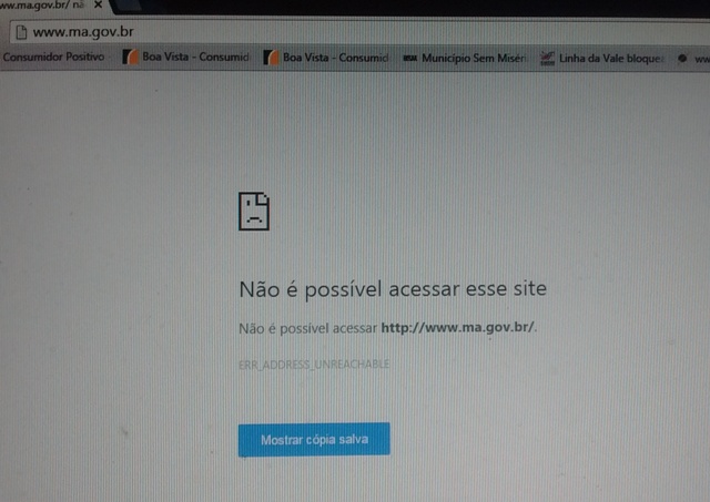 Pane no site do Governo do Maranhão não foi esclarecida 