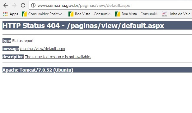 Página da Sema é a única dentre as hospedadas no site do Governo do Estado que está fora do ar 