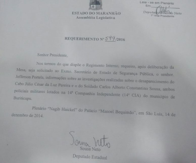 requerimento sousa